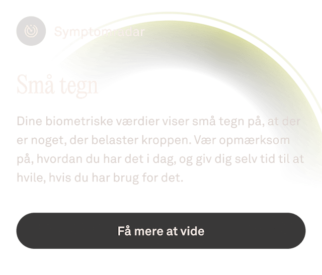 Skærmbillede af Symptomradar i Oura-appen