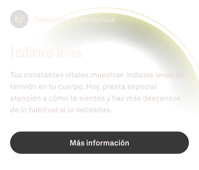 Imagen de la función Detector de síntomas de la aplicación Oura.