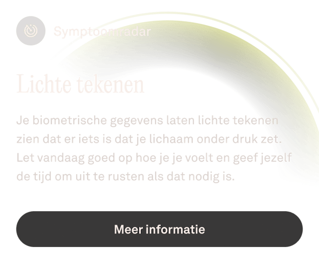Weergave van de UI van de symptoomradar in de Oura Ring-app