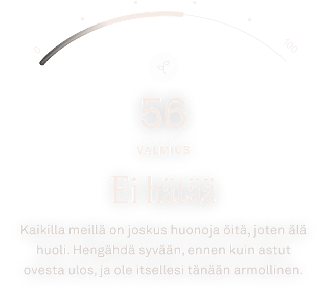 Oura-sovelluksen näkymä palautumistiedoista