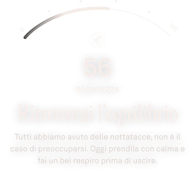 Visualizzazione dei dati relativi al recupero in Oura App