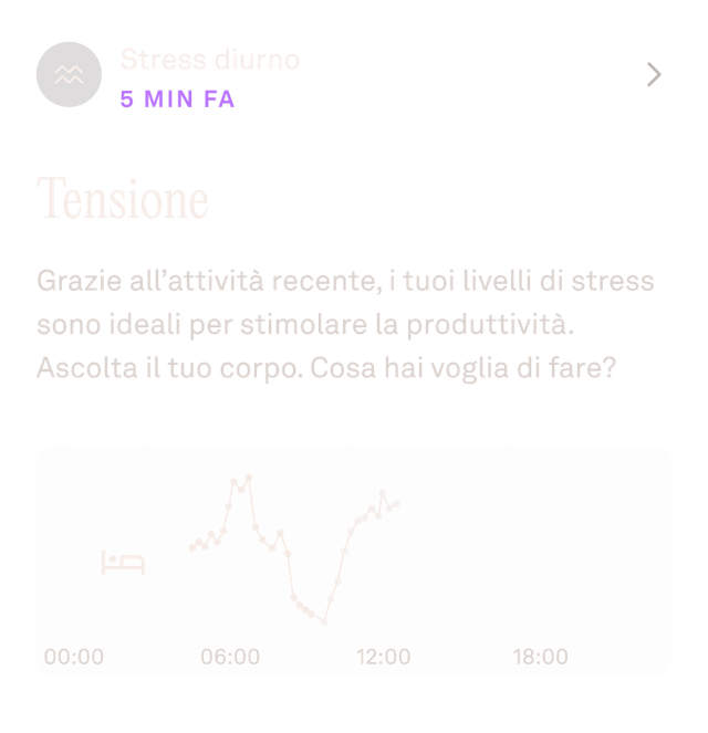 Visualizzazione dei dati relativi allo stress diurno in Oura App