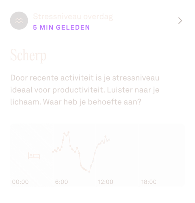 Weergave van de Oura Ring-app met gegevens over het stressniveau overdag