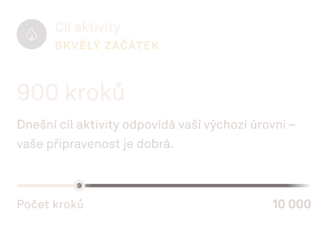 Údaje o cílech aktivity v aplikaci Oura Ring