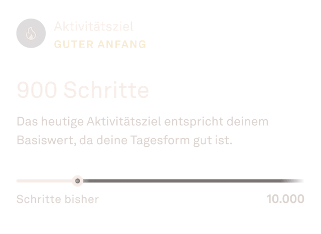 Ansicht des Aktivitätsziels in der Oura-App