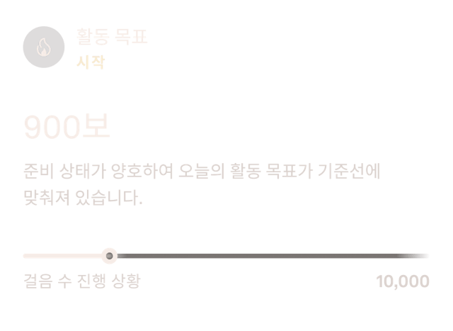 활동 목표 데이터가 표시된 Oura Ring 앱 화면