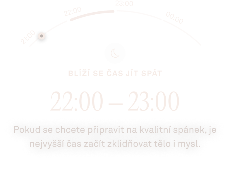 Zobrazení blížící se večerky v aplikaci Oura Ring
