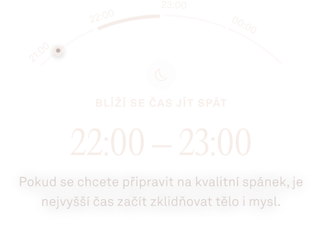 Zobrazení blížící se večerky v aplikaci Oura Ring