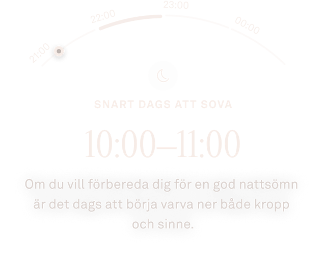 Vy i Oura Ring-appen över data som visar att läggdags närmar sig