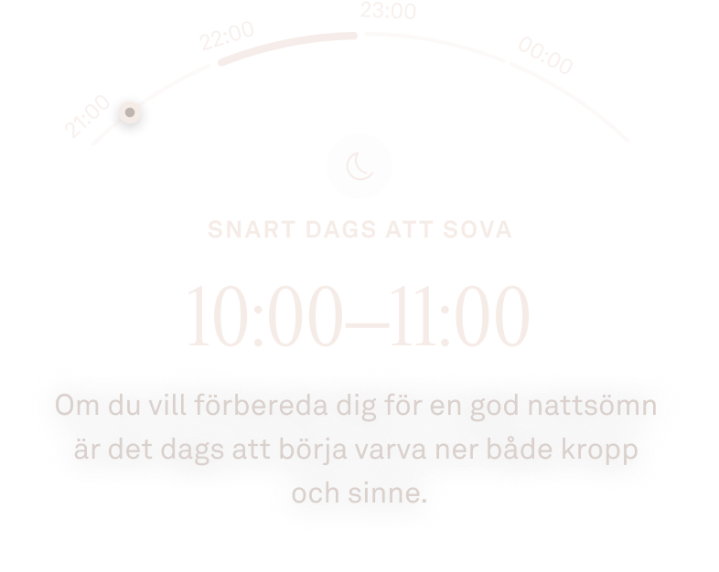 Vy i Oura Ring-appen över data som visar att läggdags närmar sig