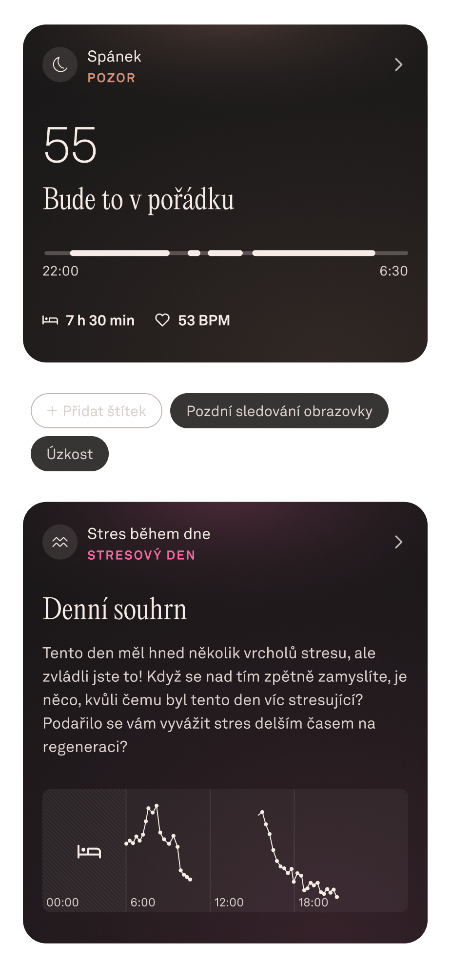Červnové údaje o spánku v aplikaci Oura