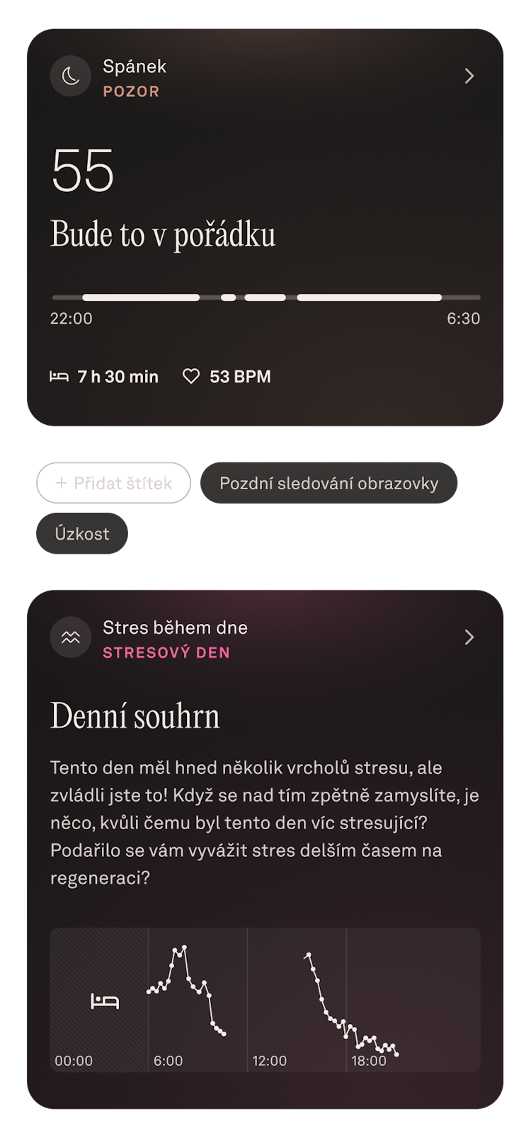 Červnové údaje o spánku v aplikaci Oura