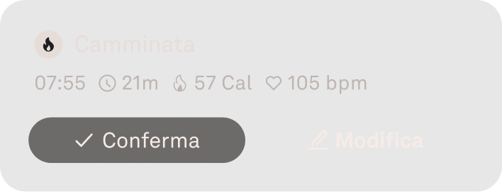 Visualizzazione dei dati relativi al rilevamento automatico dell'attività in Oura App