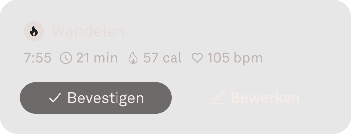 Weergave van de Oura Ring-app met gegevens over de automatische detectie van activiteit
