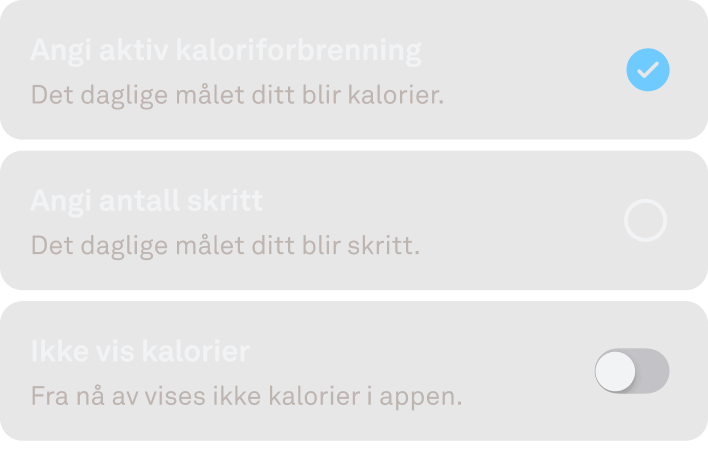 Visning av personlig tilpassede aktivitetsmål i Oura-appen