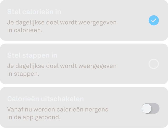 Weergave van persoonlijke activiteitsdoelen in de Oura-app