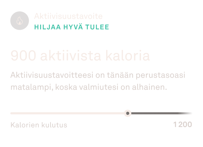 Oura-sovelluksen näkymä aktiivisuustiedoista