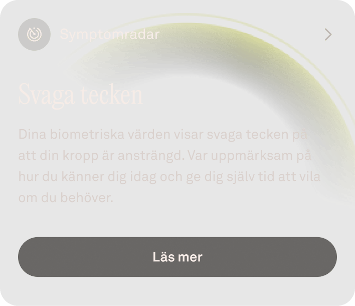 Vy av data för upptäckt sjukdom i Oura Ring-appen