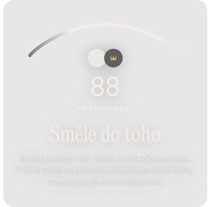 Údaje o skóre připravenosti v aplikaci Oura Ring