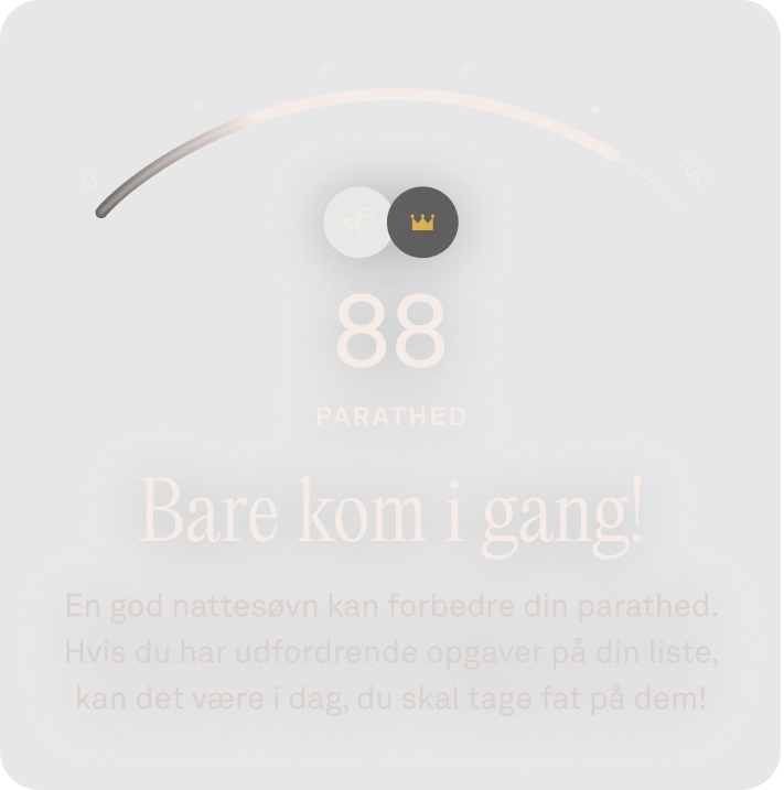 Visning af data for parathedsscore i Oura Ring-appen