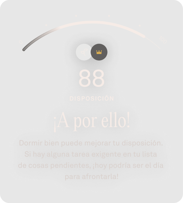 Puntuaciones de la disposición en la aplicación Oura
