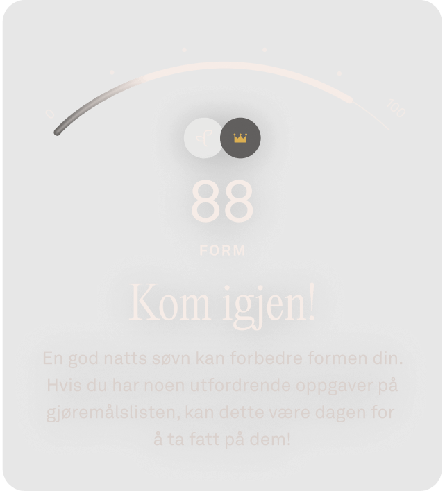 Oura Ring-appen viser data om formpoeng