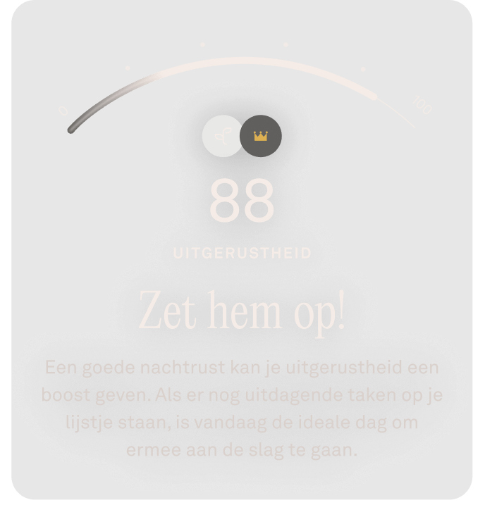 Weergave van de Oura Ring-app met gegevens over de uitgerustheidsscore