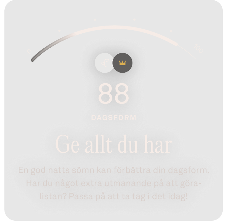 Oura-appen som visar data för dagsformspoäng