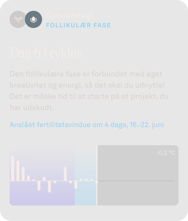 Visning af data for cyklusindsigt i Oura Ring-appen