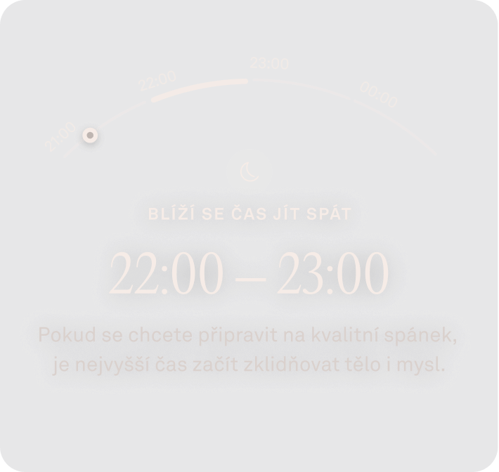 Zobrazení blížící se večerky v aplikaci Oura Ring