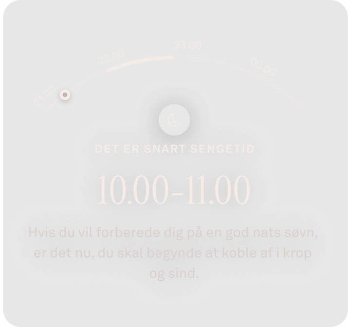 Visning af data for Det er snart sengetid i Oura Ring-appen
