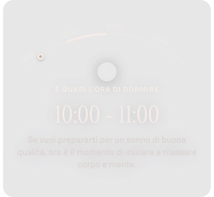 Visualizzazione dei dati relativi all'ora di dormire in Oura App