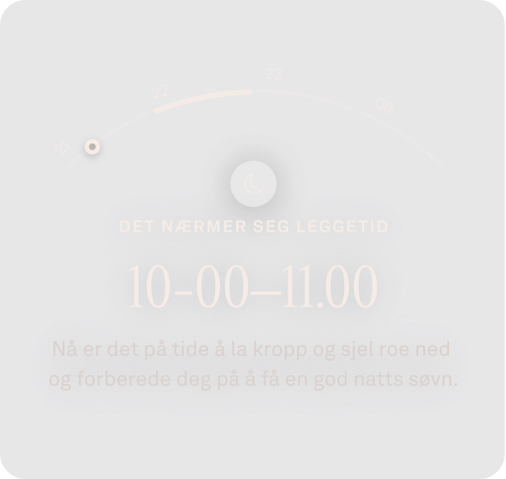 Oura Ring app-visning av data om at det nærmer seg leggetid