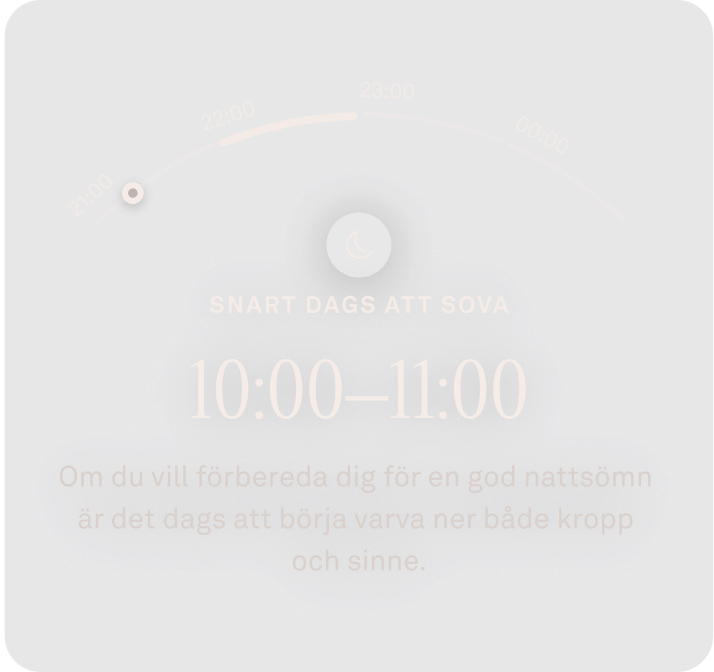 Vy i Oura Ring-appen över data som visar att läggdags närmar sig