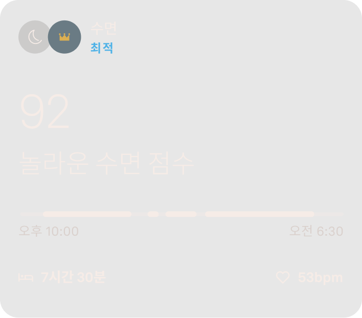 수면 점수 데이터가 표시된 Oura Ring 앱 화면