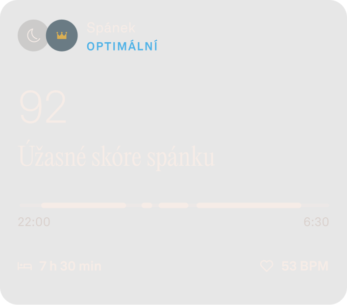 Údaje o skóre spánku v aplikaci Oura Ring