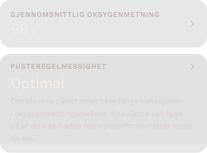 Oura Ring-appen viser data om oksygenmetning