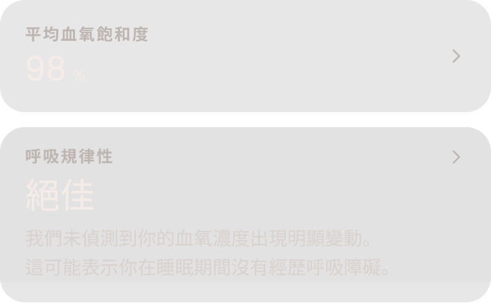 Oura Ring 應用程式中的血氧資料畫面