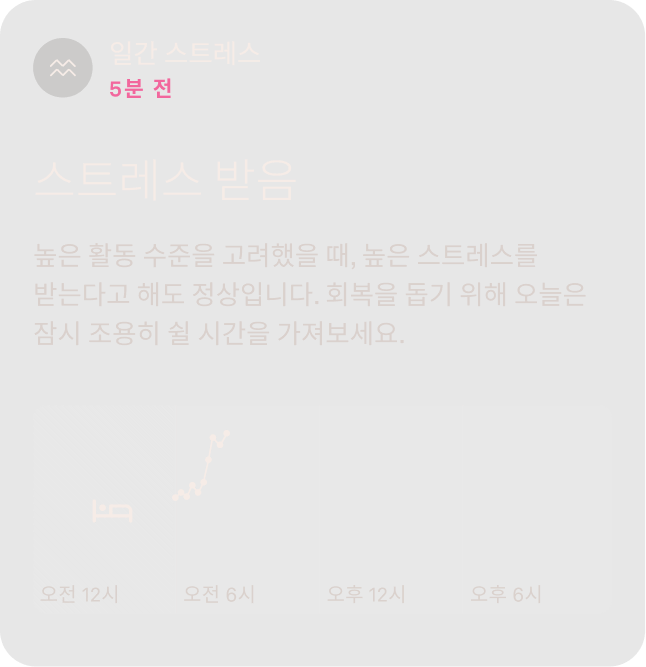 일간 스트레스 데이터를 보여주는 Oura Ring 앱 화면